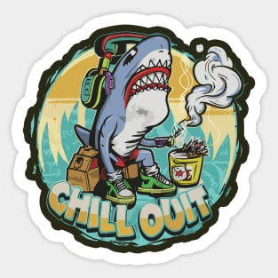 Pop Culture Shark in Hip Hop Gear Sticker